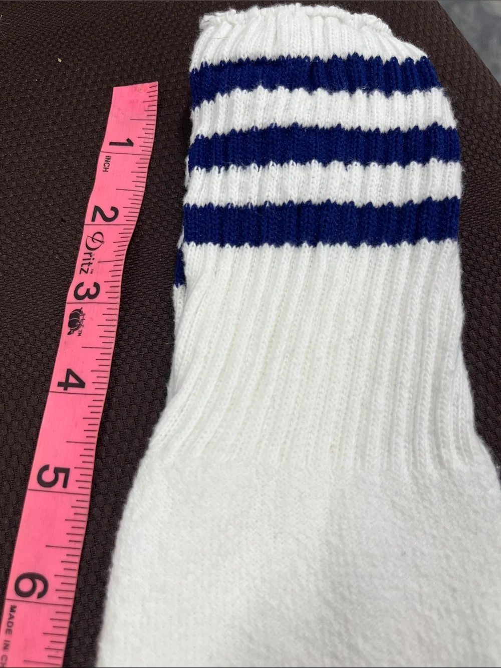 😻5for$15😻White Athletic Knee-High Socks with Navy Stripe Cuffs NWOT